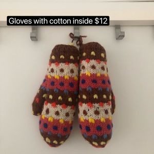 Super warm and cute wool knit gloves with cotton inside